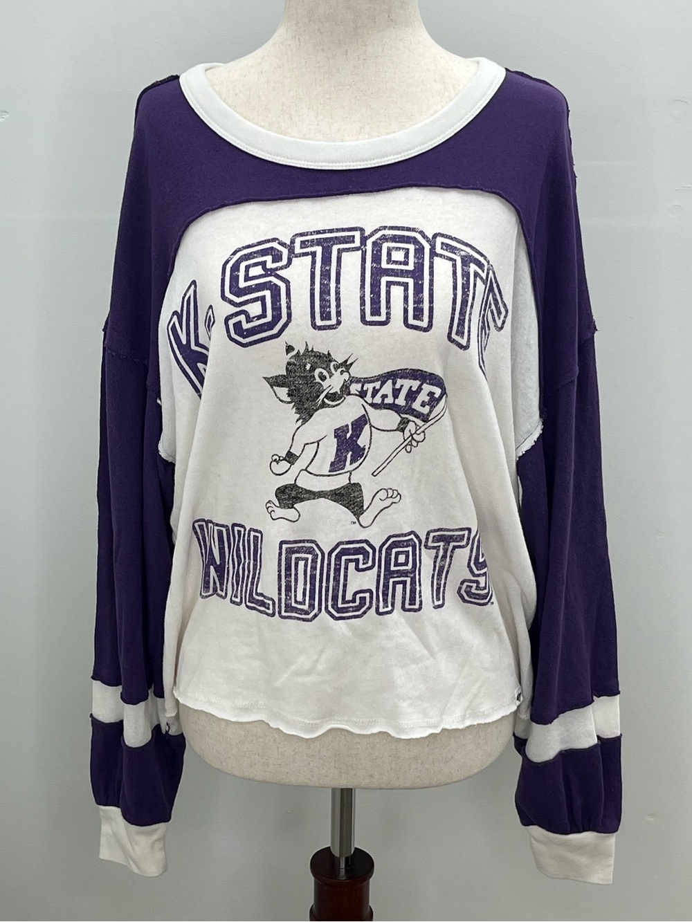 '47 Brand Kansas State Wildcats Women’s Raw Edge Long Sleeve Shirt Size Large